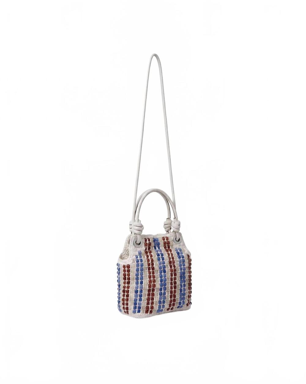 NEW VERONICA BEARD women's small beaded slouch bag in off white multi